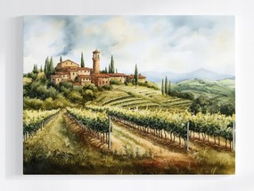 Vászonkép Canvas Tájkép Kilátás Olaszország Toszkána Szőlőváros Város 80x60