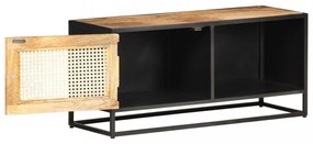 nyers mangófa és természetes nád TV-szekrény 90 x 30 x 40 cm