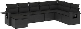vidaXL 8 részes fekete polyrattan kerti ülőgarnitúra párnákkal