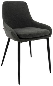Liv design szék, sötétszürke bouclé, fekete fém láb