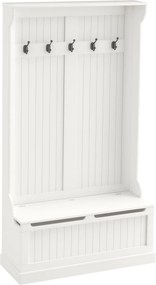 HOMCOM Kabátállvány Cipőtároló Padlófa Előtérhez, 5 Akasztóval és Tárolóhellyel, 96x34x179.7cm, Elefántcsont | Aosom
