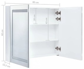 tükrös fürdőszobaszekrény LED világítással 80 x 12,2 x 68 cm