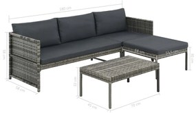 8 részes szürke polyrattan kerti bútorgarnitúra párnával