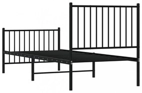 fekete fém ágykeret fej- és lábtámlával 80 x 200 cm