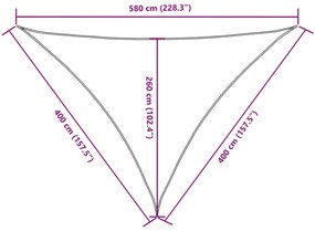 tópszínű háromszög alakú oxford-szövet napvitorla 4 x 4 x 5,8 m