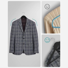 Csúszásmentes ruhaakasztók, vállfák nadrágartóval 20 db fekete