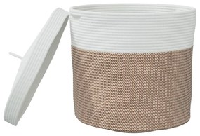 barna és fehér pamut tárolókosár fedéllel Ø40 x 35 cm