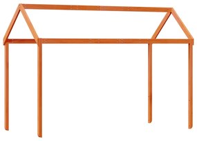 viaszbarna tömör fenyőfa ágy emelettel és tetővel 75 x 190 cm