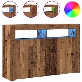 antik fa szerelt fa tálalószekrény LED-ekkel 115,5x30x75 cm