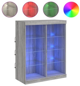 szürke sonoma színű tálalószekrény LED-ekkel 81 x 37 x 100 cm