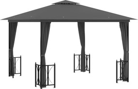 vidaXL antracitszürke pavilon oldalfalakkal és dupla tetővel 3 x 3 m