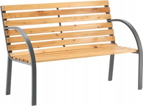 Hagyományos Fa Kerti Pad Fém Kerettel, Háttámlával 120 cm