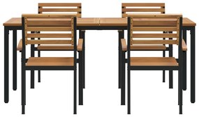 5 Darabos Kerti Étkezőszett Szilva Fa Akácia és Fém