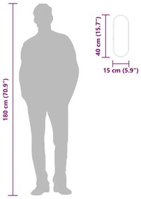 fekete ovális falitükör 40x15 cm