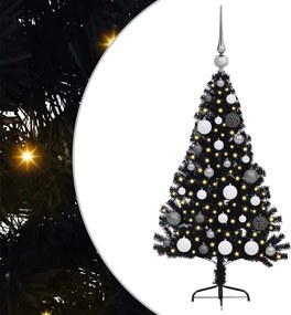 vidaXL Mesterséges, előre világított karácsonyi fa Fekete 120 cm PVC