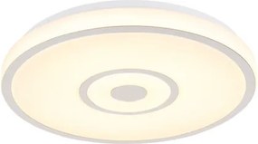 Globo 48580R Mennyezeti lámpa, matt fehér fém, fehér műanyag, krómgyűrű, csúszókapcsoló, színek rögzíthetők, CCT kapcsoló, ø: 380mm, M: 55 mm, tartozék: LED 24W 230V, 3000lm forrás, 1500lm kimenet, CCT 3000/4000/6000K