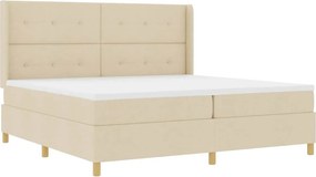 vidaXL Boxrugós ágy matracmal fejtámlával Krém 140 x 200 cm szövet
