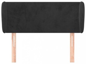 fekete bársony fejtámla szárnyakkal 83x23x78/88 cm