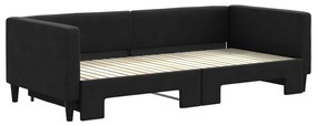 fekete kihúzható szövet heverő 90x200 cm