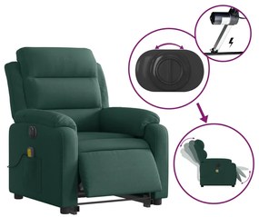 vidaXL elektromos felállást segítő sötétzöld bársony masszázsfotel