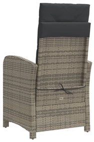 szürke polyrattan dönthető kerti szék lábtartóval