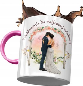 Rózsaszín Bögre Tanú Koszorúslánynak Ajándék Nyomtatott Fotóval