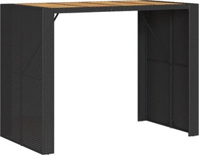 vidaXL fekete polyrattan kerti bárasztal akácfa lappal 145x80x110 cm