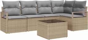 vidaXL Kanapé Szett 6 pcs Bézs polirattan