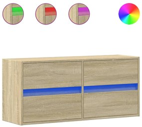 sonoma tölgy színű fali TV-szekrény LED-ekkel 100x31x45 cm