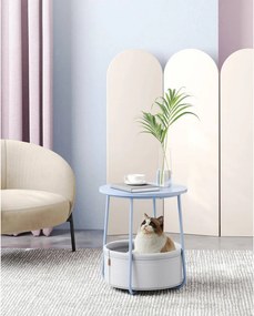 Kerek lerakóasztal szövet kosárral, szürke 45×51cm