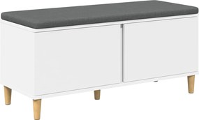vidaXL Előtér pad párnával Fehér 100 x 38 x 46 cm Műanyag Fa és Szövet