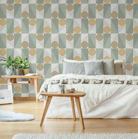 Decomode Vliesbehang Geo Mint Bézs Geometriai tapéta 10,05 m x 53 cm