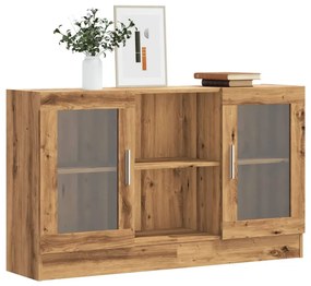 kézműves tölgy színű szerelt fa tálalószekrény 120x30,5x70 cm