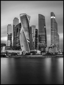 Építészet város felhőkarcolók Poszter nappaliba fekete-fehér 21x30cm A4