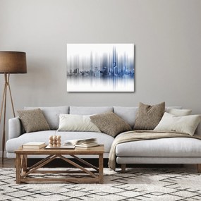 Kép - Panoráma a városra, kék-szürke (70x50 cm)