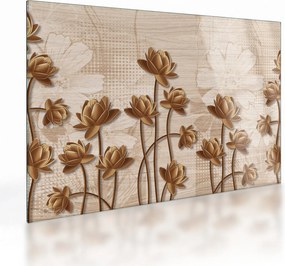 Absztrakció virágok képe - barna (üvegen) (70x50 cm)