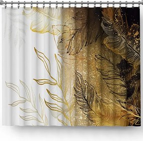 Kész függöny 150x250cm fekete/arany tollnyomattal