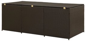 Barna polyrattan kerti tárolóláda 180 x 90 x 70 cm