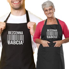 Konyhai kötény fekete, ideális ajándék "Felbecsülhetetlen Nagymama"