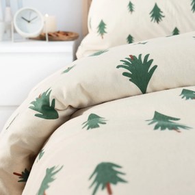 Goldea karácsonyi flanel ágyneműhuzat - fenyőfák natúr alapon 140 x 200 és 70 x 90 cm
