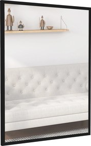HOMCOM téglalap alakú fali tükör 70 x 90 cm, fekete MDF keret — Ideális fürdőszobába, nappaliba vagy hálószobába | Aosom