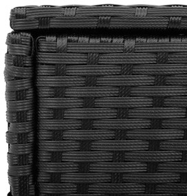 fekete polyrattan üveglapos kerti kisasztal 58 x 27,5 x 55 cm