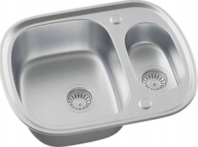 Acél mosogató másfélmedencés 60x49 szatén helytakarékos szifon