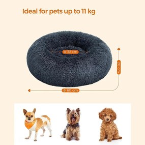 FEANDREA Kutyaágy, macskaágy, puha plüss felülettel 60 cm, sötétszürke