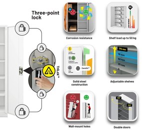 Fém iratszekrény JAN II, 1150 x 185 x 400 mm, fehér