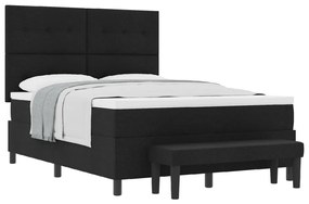 Box Spring Ágy matraccal és padal Fekete 160x200 cm Szövet