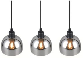 Fekete-ezüstszínű függőlámpa üveg búrával Molly – Trio
