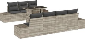 vidaXL Kanapé Szett párnával 8 pcs Világosszürke polirattan