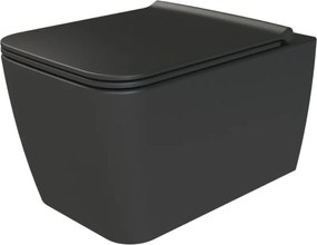CeraStyle HERA fali WC - MATT FEKETE - rimless - perem nélküli - rejtett rögzítésű - 52 cm