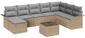 vidaXL Kerti Kanapé Szett párnával 9 pcs Bézs polirattan